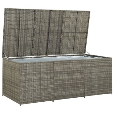 vidaXL Κουτί Αποθήκευσης Κήπου Γκρι 180x90x70cm από Συνθετικό Ρατάν 1 τεμ.