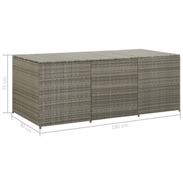 vidaXL Κουτί Αποθήκευσης Κήπου Γκρι 180x90x70cm από Συνθετικό Ρατάν 1 τεμ.