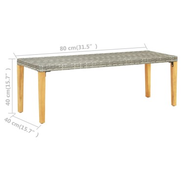 vidaXL Πάγκος Κήπου Γκρι από Συνθετικό Ρατάν 80x40x40cm