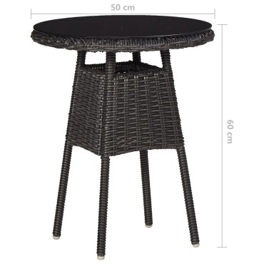 vidaXL Σετ Επίπλων Bistro Κήπου 3 τεμ. Μαύρο Συνθ. Ρατάν με Μαξιλάρια 50x60cm