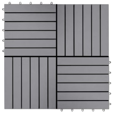 vidaXL Πλακάκια Deck 10 τεμ. Γκρι Πατίνα 30x30 εκ. Μασίφ Ξύλο Ακακίας