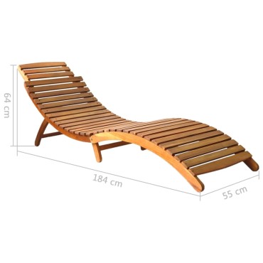 vidaXL Ξαπλώστρα Καφέ από Μασίφ Ξύλο Ακακίας 184x55x64cm 1 τεμ.