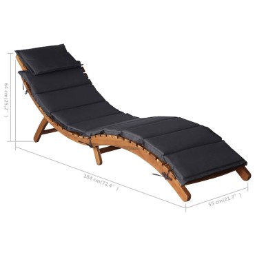 vidaXL | Ξαπλώστρα | σκούρο γκρι 55x184x64cm Στερεό Ξύλο Ακακίας