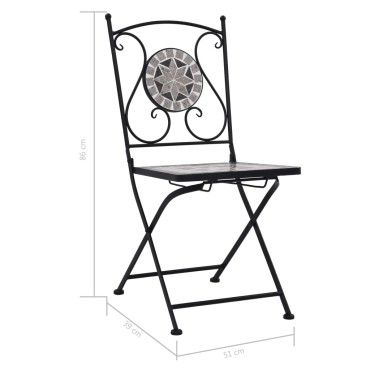 vidaXL Καρέκλες Bistro «Μωσαϊκό» 2 τεμ. Γκρι 38x35cm
