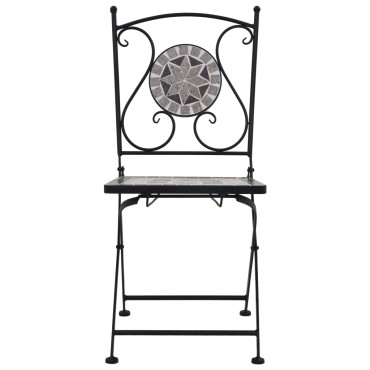 vidaXL Καρέκλες Bistro «Μωσαϊκό» 2 τεμ. Γκρι 38x35cm