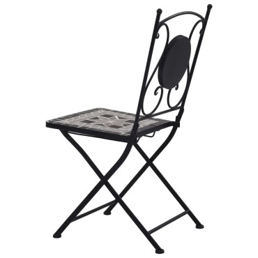 vidaXL Καρέκλες Bistro «Μωσαϊκό» 2 τεμ. Γκρι 38x35cm