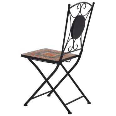 vidaXL Καρέκλες Bistro «Μωσαϊκό» 2 τεμ. Πορτοκαλί / Γκρι 38x35cm