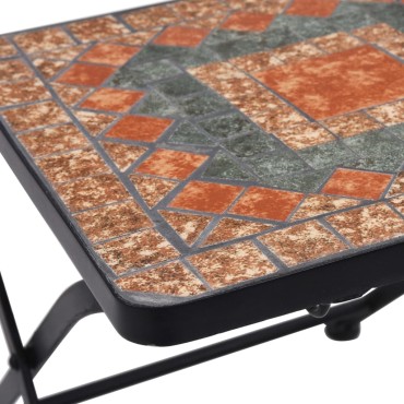 vidaXL Καρέκλες Bistro «Μωσαϊκό» 2 τεμ. Πορτοκαλί / Γκρι 38x35cm