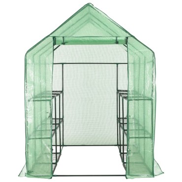 vidaXL Θερμοκήπιο Walk-in με 12 Ράφια 143 x 214 x 196 εκ. Ατσάλινο