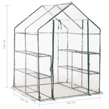 vidaXL Θερμοκήπιο με 8 Ράφια 143 x 143 x 195 εκ.