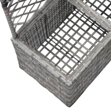 vidaXL Ζαρντινιέρα Υπερυψωμένη+Καφασωτό Γκρι 58x30x107 εκ. Συνθ. Ρατάν