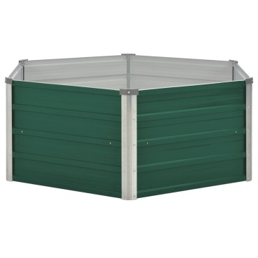 vidaXL Ζαρντινιέρα Ψηλή Πράσινη 129x129x46 εκ. Γαλβανισμένος Χάλυβας