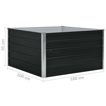 vidaXL Ζαρντινιέρα Ψηλή Ανθρακί 100x100x45 εκ. Γαλβανισμένος Χάλυβας
