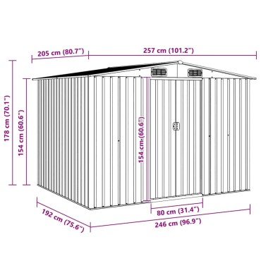 vidaXL Αποθήκη Κήπου Καφέ 257 x 205 x 178 εκ. Ατσάλινη