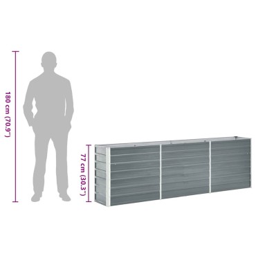 vidaXL Ζαρντινιέρα Υπερυψωμένη Γκρι 240x40x77 εκ. Γαλβανισμ. Χάλυβας