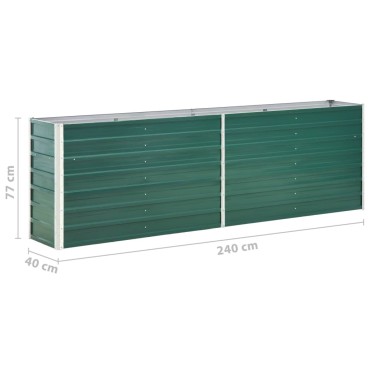 vidaXL Ζαρντινιέρα Υπερυψωμένη Πράσινη 240x40x77 εκ. Γαλβαν. Χάλυβας