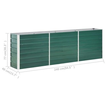vidaXL Ζαρντινιέρα Υπερυψωμένη Πράσινη 240x40x77 εκ. Γαλβαν. Χάλυβας