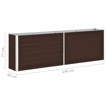 vidaXL Ζαρντινιέρα Υπερυψωμένη Καφέ 240x40x77 εκ. Γαλβανισμ. Χάλυβας