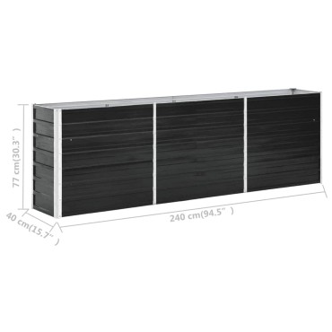 vidaXL Ζαρντινιέρα Υπερυψωμένη Ανθρακί 240x40x77 εκ. Γαλβαν. Χάλυβας