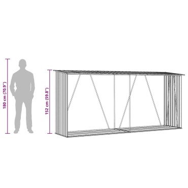 vidaXL Υπόστεγο Αποθήκευσης Ξύλων Κήπου Ανθρακί 330x84x152 εκ. Ατσάλι