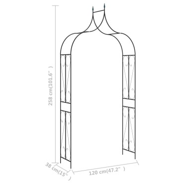 vidaXL Αψίδα Κήπου Σκούρο Πράσινο 120 x 38 x 258 εκ. Σιδερένια