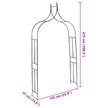 vidaXL Αψίδα Κήπου Σκούρο Πράσινο 120 x 38 x 258 εκ. Σιδερένια