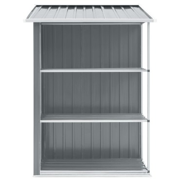 vidaXL Αποθήκη Κήπου με Ράφια Γκρι 205 x 130 x 183 εκ. Σιδερένια