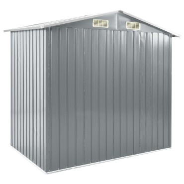 vidaXL Αποθήκη Κήπου με Ράφια Γκρι 205 x 130 x 183 εκ. Σιδερένια