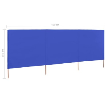 vidaXL Προστατευτικό Αέρα με 3 Πάνελ Αζούρ Μπλε 400x120 εκ. Υφασμάτινο