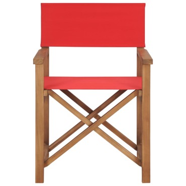 vidaXL Καρέκλα Σκηνοθέτη Κόκκινη από Μασίφ Ξύλο Teak 57,5x54,5x85cm 1 τεμ.