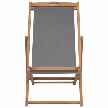 vidaXL Σεζλόνγκ Πτυσσόμενη Γκρι από Μασίφ Ξύλο Teak 56x105x96cm 1 τεμ.
