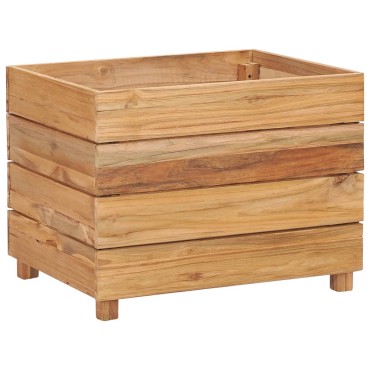 vidaXL Ζαρντινιέρα Υπερυψωμένη 50x40x38 εκ. Ανακυκλ. Ξύλο Teak/Ατσάλι