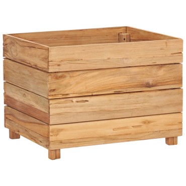vidaXL Ζαρντινιέρα Υπερυψωμένη 50x40x38 εκ. Ανακυκλ. Ξύλο Teak/Ατσάλι