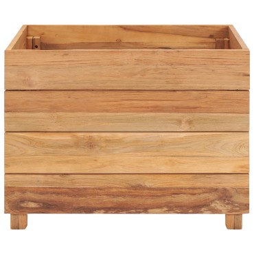 vidaXL Ζαρντινιέρα Υπερυψωμένη 50x40x38 εκ. Ανακυκλ. Ξύλο Teak/Ατσάλι