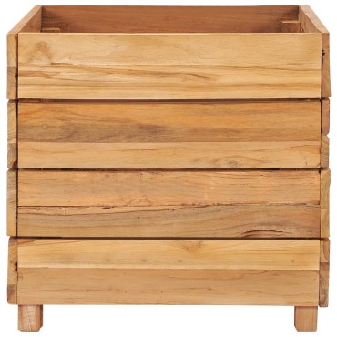 vidaXL Ζαρντινιέρα Υπερυψωμένη 50x40x38 εκ. Ανακυκλ. Ξύλο Teak/Ατσάλι