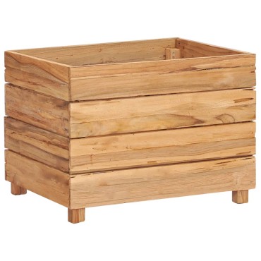 vidaXL Ζαρντινιέρα Υπερυψωμένη 50x40x38 εκ. Ανακυκλ. Ξύλο Teak/Ατσάλι