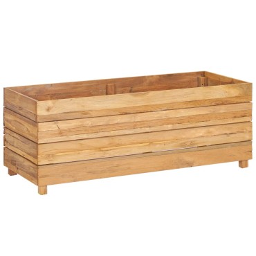 vidaXL Ζαρντινιέρα Υπερυψωμένη 100x40x38 εκ. Ανακυκλ. Ξύλο Teak/Ατσάλι