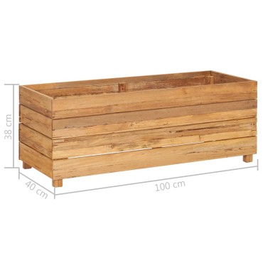 vidaXL Ζαρντινιέρα Υπερυψωμένη 100x40x38 εκ. Ανακυκλ. Ξύλο Teak/Ατσάλι
