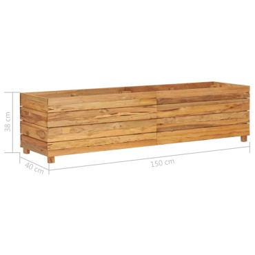 vidaXL Ζαρντινιέρα Υπερυψωμένη 150x40x38 εκ. Ανακυκλ. Ξύλο Teak/Ατσάλι