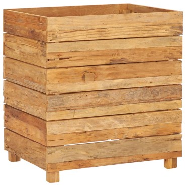 vidaXL Ζαρντινιέρα Υπερυψωμένη 50x40x55 εκ. Ανακυκλ. Ξύλο Teak/Ατσάλι
