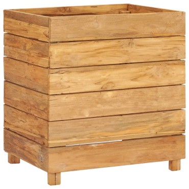 vidaXL Ζαρντινιέρα Υπερυψωμένη 50x40x55 εκ. Ανακυκλ. Ξύλο Teak/Ατσάλι