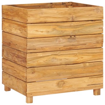 vidaXL Ζαρντινιέρα Υπερυψωμένη 50x40x55 εκ. Ανακυκλ. Ξύλο Teak/Ατσάλι
