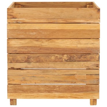 vidaXL Ζαρντινιέρα Υπερυψωμένη 50x40x55 εκ. Ανακυκλ. Ξύλο Teak/Ατσάλι
