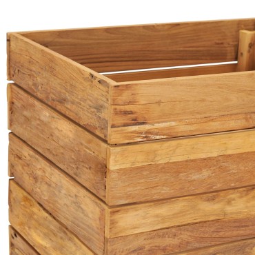 vidaXL Ζαρντινιέρα Υπερυψωμένη 50x40x55 εκ. Ανακυκλ. Ξύλο Teak/Ατσάλι