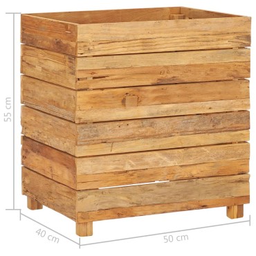 vidaXL Ζαρντινιέρα Υπερυψωμένη 50x40x55 εκ. Ανακυκλ. Ξύλο Teak/Ατσάλι