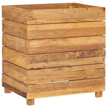 vidaXL Ζαρντινιέρα Υπερυψωμένη 50x40x55 εκ. Ανακυκλ. Ξύλο Teak/Ατσάλι