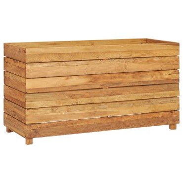 vidaXL Ζαρντινιέρα Υπερυψωμένη 100x40x55 εκ. Ανακυκλ. Ξύλο Teak/Ατσάλι