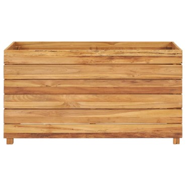 vidaXL Ζαρντινιέρα Υπερυψωμένη 100x40x55 εκ. Ανακυκλ. Ξύλο Teak/Ατσάλι