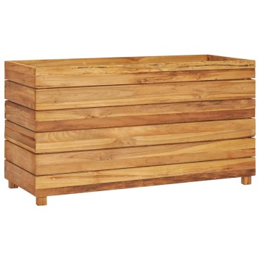 vidaXL Ζαρντινιέρα Υπερυψωμένη 100x40x55 εκ. Ανακυκλ. Ξύλο Teak/Ατσάλι