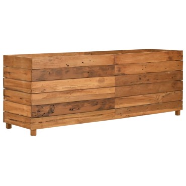 vidaXL Ζαρντινιέρα Υπερυψωμένη 150x40x55 εκ. Ανακυκλ. Ξύλο Teak/Ατσάλι